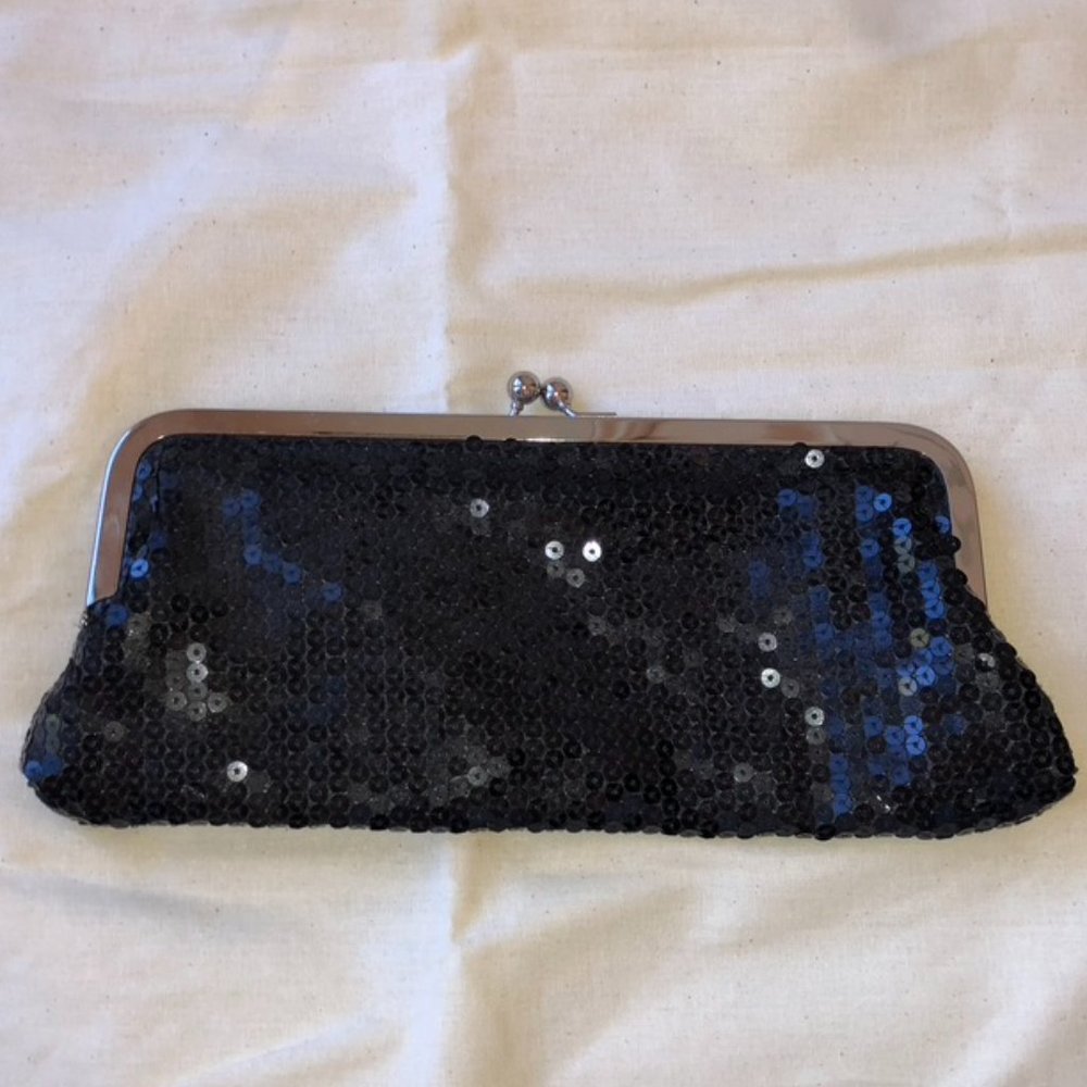Ann Taylor Loft Black Sequin Clutch